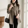 Elegante Estilo Coreano de Alta Qualidade Outono e Inverno Novo Casaco Comprimento Médio Slim Fit Emagrecedor Gola Boneca Pequeno Casaco de Lã Feminino