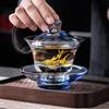 Huanhui lámina de oro Sancai tapa gran capacidad estilo japonés resistente al calor cristal de cristal oro mano espesada cuenco de té té