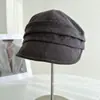 Chapéu Equestre Ecológico de Mistura de Linho com Fibra Reciclada para Mulheres, Chapéu Newsboy para Primavera e Verão, Chapéu de Cavaleiro Artístico Pregueado, Chapéu da Moda