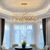 Lustre de cristal luxuoso, simples e elegante, luminária de sala de estar estilo francês e italiano, luz de galhos de árvore estilo americano, lustre de cristal de luxo para quarto e sala de estar