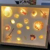 Porta-Retrato Oco Tridimensional de Madeira 3cm Concha do Mar Feita à Mão DIY Luz Noturna Luminosa Pacote de Material para Montagem em Mesa a4 10 polegadas