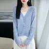 Cardigan de Punto de Lino Tencel de Manga Larga para Mujer, Color Sólido, Calado, Holgado, Versátil, Nuevo de Verano 2026