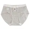 A9585 Calcinha Estilo Coreano Menina Doce Desejo Puro Floral Renda Vazada para Mulheres, Cintura Baixa, Macia e Feminina, Algodão Puro com Entrepernas Estendido 10A