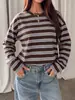 Top de manga larga para mujer, estilo europeo y americano, sin espalda, con amarre, corte holgado, hombros descubiertos, adecuado para un look casual, apropiado para el trabajo, ropa de otoño e invierno