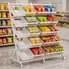 Estanterías de supermercado, estantes para snacks, estanterías de almacenamiento, mostradores de bebidas y alimentos de aspecto elegante para la sala de estar, expositores móviles para juguetes