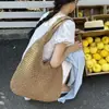 Bolsa de Hombro de Paja Estilo Vacaciones de Primavera y Verano de Comercio Exterior Bolsa Tote de Paja Gran Capacidad Portátil Bolsa de Playa