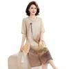 Vestido de Verão da Mamãe 2025 Novo Vestido com Elegante Nobre, Saia de Chiffon de Verão para Mulheres de Meia-Idade e Idosas, Novo Estilo Chinês