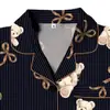 Conjunto de Pijama Cardigan de Seda Leite Cruzado Europeu e Americano para Mulheres, Shorts de Manga Curta, Conjunto Casual Respirável para Casa, Atacado de Fabricante