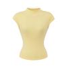 Exportación Transfronteriza Ropa de Mujer Verano 2025 Estilo Europeo y Americano Cuello Alto Pequeño Mangas Cortas Color Sólido Ajustada Camiseta Tops para Mujer Z625257
