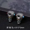 Pulsera de Plata de Xizang de Dos Tonos y Tres Vías, Cuentas Espaciadoras de Dos Tonos y Tres Vías, Pulsera de Cuentas de Calabaza de Tres Vías de Una Pieza, Accesorios con Colgante de Vajra