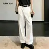Ropa Urbana Japonesa Moda Versátil de Alta Calidad Pantalones de Pierna Recta con Caída para Hombre Primavera/Otoño Simples Pícaros Geniales Resistentes a las Arrugas Pantalones Largos hasta el Suelo