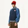Chaqueta Retro Americana con Cuello Alto de Estrella para Hombre y Mujer Otoño Tendencia Marca Bloque de Color Casual Cárdigan Chaqueta Corta de Pareja Top