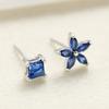 Aretes de Plata Esterlina para Mujer 2022 Nuevos Asimétricos Creativos Elegantes de Plata 925 Aretes de Botón Distintivos con Circonita Azul