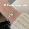 Estilo Coreano Personalidad Simple Nicho Adornos Plata Plata Esterlina S925 Media Pulsera Media Pulsera Costura Estrella Zircón Pulsera para Mujer