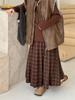 Saia plissada de flor e roupa infantil para meninas 2024 inverno novo estilo coreano xadrez estilo estrangeiro versátil saia plissada de tinta por cima moda