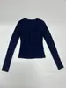 Novo Top Tricot Slim de Gola V com Botões Ajustáveis Outono Marrom/Azul Marinho/Preto