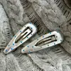 Pinza para el pelo de lunares azul sal marina Estilo idéntico al de la jefa coreana de Dongdaemun Pinza para flequillo plateada Pinza lateral Pinza BB Pinza doble