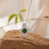Collar Tesoro de Plata de Ley S925 Color Natural Colgante Flor Estilo Japonés y Coreano para Mujer Traje Pequeño Fresco Cadena Sencilla Dulce para Clavícula