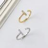Anillo de Plata Esterlina S925 Far Sanskrit de Lujo Ligero con Diamante Flash para Mujer Anillo en Forma de T Europeo y Americano Simple Abertura Ajustable Joyería