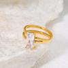 Anillo rectangular de circonio con temperamento de diseño japonés y coreano, anillo de acero de titanio de moda de lujo ligero con personalidad que no se desvanece, venta al por mayor, combina con todo
