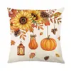 Funda de Almohada de Lino con Flor de Girasol Funda para Cojín de Coche de Acción de Gracias Cojín para Sofá Funda de Almohada Funda para Mesita de Noche