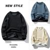 Suéter masculino de outono e inverno em veludo dupla face com gola redonda, masculino, espessado, cor sólida, forrado com fleece, camiseta térmica quente