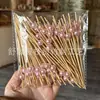 Pérolas Coloridas 100 Peças/Pacote Palitos Descartáveis para Frutas Palitos de Bambu Pérola Branca Garfos de Frutas Inserções Criativas Artísticas para Frutas Atacado