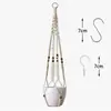 Bolsa de Malla para Maceta Tejida a Mano Transfronteriza Cuerda de Algodón Bohemio Colgante de Planta Cesta Colgante Colgador de Macramé