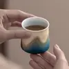 Xícara de Chá Gradiente de Cerâmica Rústica, Xícara Mestra para Uso Doméstico, Conjunto para Beber Chá, Xícara Única, Caixa de Presente de Luxo, Parede Fina
