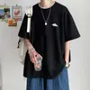 Camiseta de Manga Corta de Verano Camiseta para Hombre Marca de Moda de Hong Kong Talla Grande Holgada Cuello Redondo Camiseta de Manga Tres Cuartos Camiseta Interior Estampada