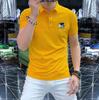 Polo de manga corta transpirable con solapa y cuello alto para hombre, estilo de verano 2025, con logotipo distintivo, de alta gama, con perforación en caliente, tendencia empresarial de media manga.