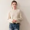Estilo Nuevo Otoño e Invierno Lujo Ligero Cuello Redondo de Moda Talla Grande Jersey de Punto Trenzado Suéter de Cachemira Holgado y Casual