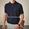 2025 Camisa Polo de Punto para Hombre de Manga Corta Marca de Alta Gama de Moda Ropa para Hombre Verano Cuello Transpirable Tejido de Punto Casual