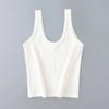 Verano Nuevo Moda Europea y Americana Color Sólido Cuello en V Acanalado Ajustado Top Chaleco C6644 Adelgazante