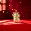 Año de la Oveja Colgante Llavero Dorado Zodiaco Oveja Rica Dibujo Animado Oveja Flor Rica Hilo Rojo Empaque Caja de Regalo Souvenir Personalizado