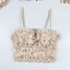 Estilo doce francês, puro e sedutor, com bordado floral tridimensional, top interno tipo tubo, peça externa sexy, camisola curta justa com barbatanas