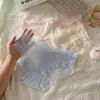 "Cream Girl" [Calcinha Máscara de Bunda] Roupa Íntima de Seda Gelo Meninas Primavera e Verão Sólida Cintura Secagem Rápida Renda