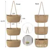 Cesta colgante de tres capas de fábrica, cesta colgante de cuerda de algodón, cesta de almacenamiento colgante de pared desmontable multifuncional, cesta de almacenamiento tejida de cuerda de algodón