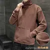 Nueva Blusa Cálida de Terciopelo de Temperatura Constante Cuello Medio Alto Color Sólido Camiseta Básica Manga Larga Suéter de Alta Elasticidad para Hombre