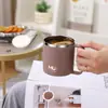 Taza de Café de Oficina Transfronteriza de Acero Inoxidable 304 de Doble Pared con Tapa para Hombres y Mujeres Estilo Caliente Taza con Asa y Etiqueta