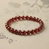Pulsera de Granate Natural, Completamente Limpia, Grado Coleccionable, Fantasma Rojo, Pulsera Exquisita para Hombres y Mujeres, Joyería Apilable de Círculo Único al por Mayor