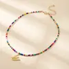 Collar de Semillas de Colores con Letras de Nuevo Estilo Europeo y Americano, Simple y Lujoso, para Mujer, Cadena para Clavícula Versátil de Nicho Retro al por Mayor