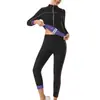 Traje para mujer transfronterizo de gran venta que induce el sudor, conjunto de manga larga para ejercicio físico, correr, traje de sauna, moldeador de cuerpo, traje de entrenamiento para exteriores