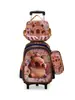 Mochila Escolar Transfronteiriça 3D Casca Dura Couro Concavo-Convexo Aluno do Ensino Fundamental Mochila de Rodinhas 5-12 Anos Desenho Animado Conjunto de Três Peças Mochila