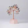 Adorno de árbol de cristal natural, estilo europeo y americano, hecho de piedra triturada y tejido con alambre de cobre, piedra en bruto de cristal rosa, árbol de la vida, árbol de la fortuna de cristal