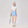 Conjunto Esportivo Casual de Golfe Tênis Feminino Primavera/Verão Manga Curta Gola Polo Slim Fit Listrado