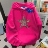 Diseño Americano Estampado de Letras Versátil Terciopelo Engrosado Ropa de Trabajo Holgada Ajustada Sudadera con Capucha Tops de Otoño e Invierno para Mujer