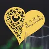 Tarjeta de Vidrio para Vino con Corazón de Amor Grabado Láser para Montaje de Escena, Tarjeta de Lugar con Forma de Corazón de Feliz Cumpleaños, Tarjeta de Mesa Hueca Personalizable