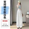 Foto real de los nuevos pantalones anchos de Tencel y lino de verano 2026, pantalones casuales holgados de cintura alta, pantalones largos de algodón y lino para mujer