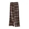 Pantalones de pijama de algodón y seda Verano Sueltos Talla grande Pierna ancha Aspecto estilizado Pantalones de mujer Ropa de casa informal Pantalones casuales de algodón artificial